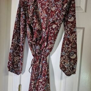 Forever 21 Burgundy Floral Wrap Top